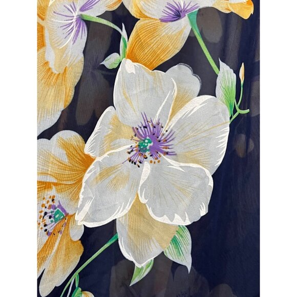 Maxi Navy Blue Floral Sheer A Style Sexy Romantic Feminine Bohemian flaw - Picture 10 of 15